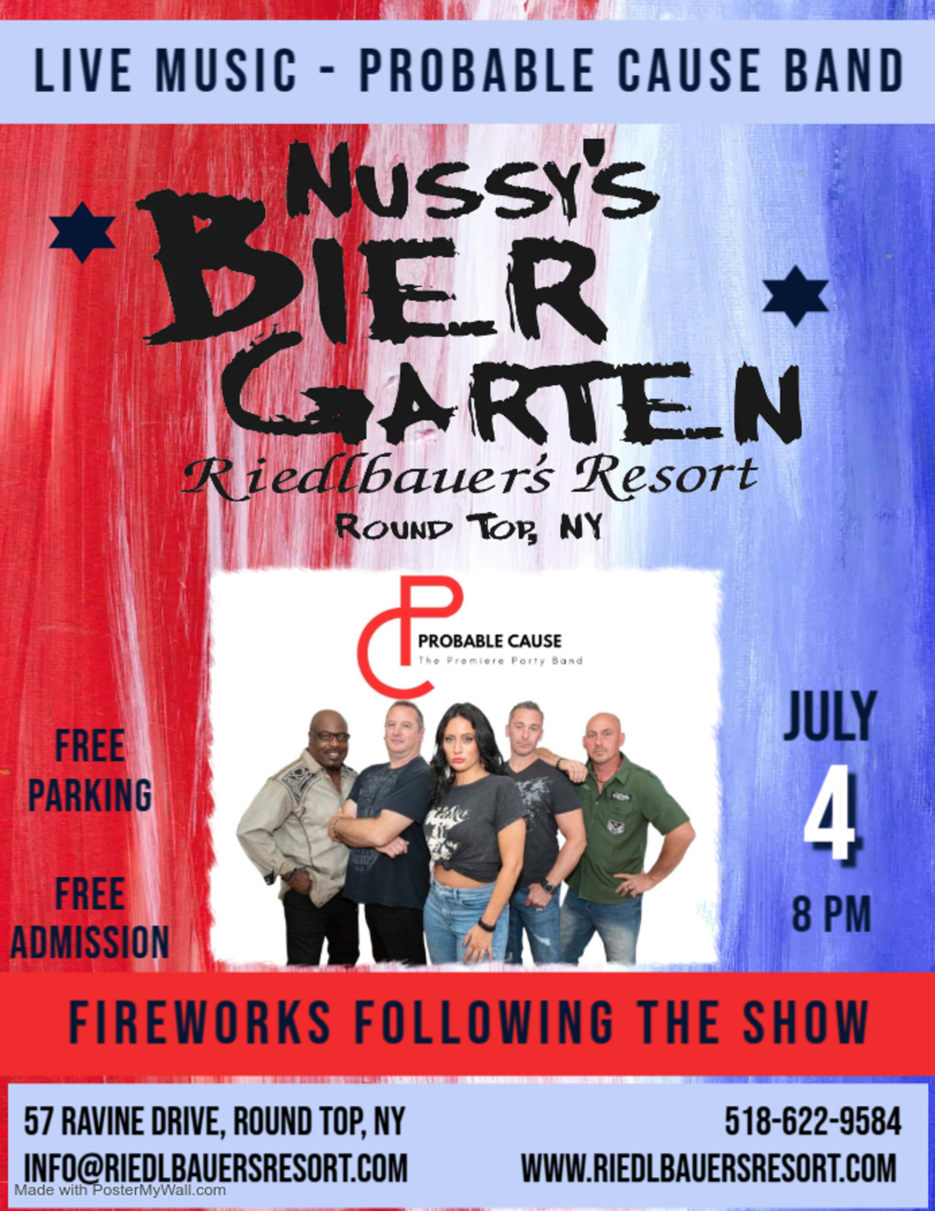 Fireworks & Live Music by Probable Cause at Nussy’s Bier Garten