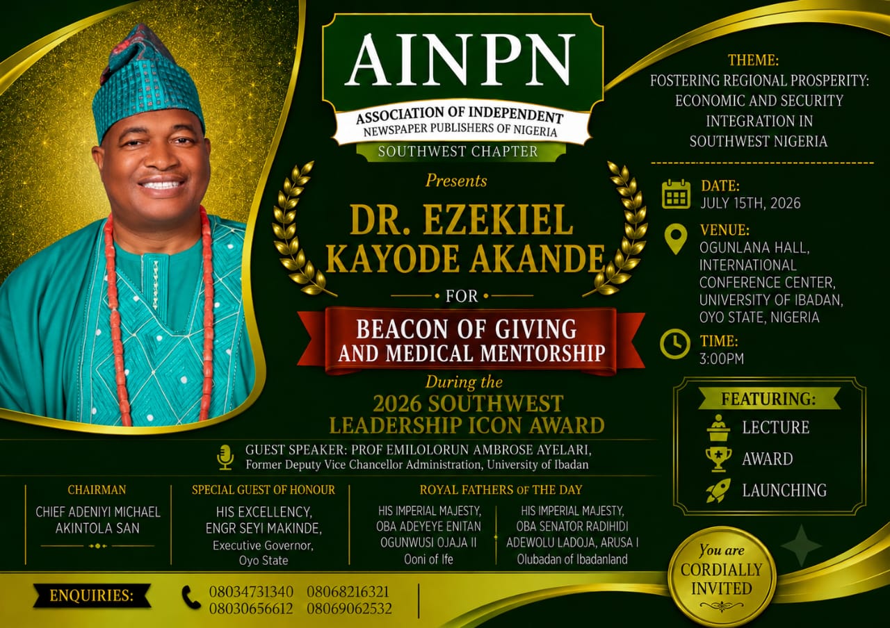 AINPN Southwest Chapter to Honour Dr. Ezekiel Kayode Akande with Beacon of Giving and Medical Mentorship Award