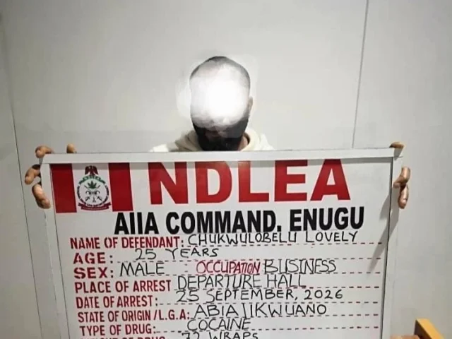 NDLEA arrests newlywed with 72 cocaine wraps at Enugu airport