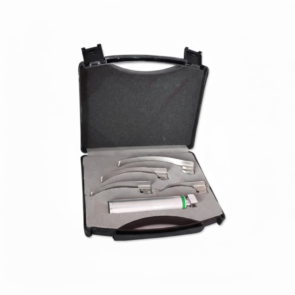 Mclintosh Fiberoptic Laryngoscope Adult Set Containing Diagnostic Laryngoscopes