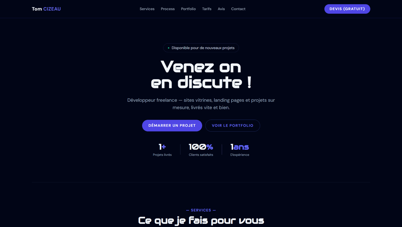 image de mon site professionnel (freelance)