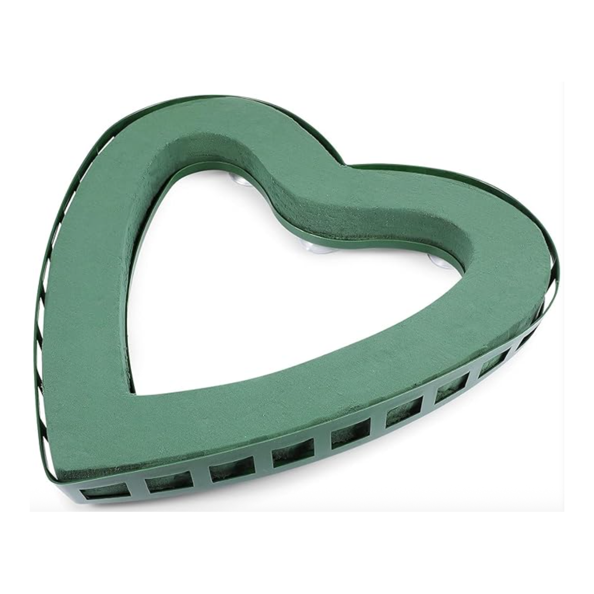 Heart Shaped Floral Foam Cage with Suction Cups, Green, Large 15.7 x 15.3 inch