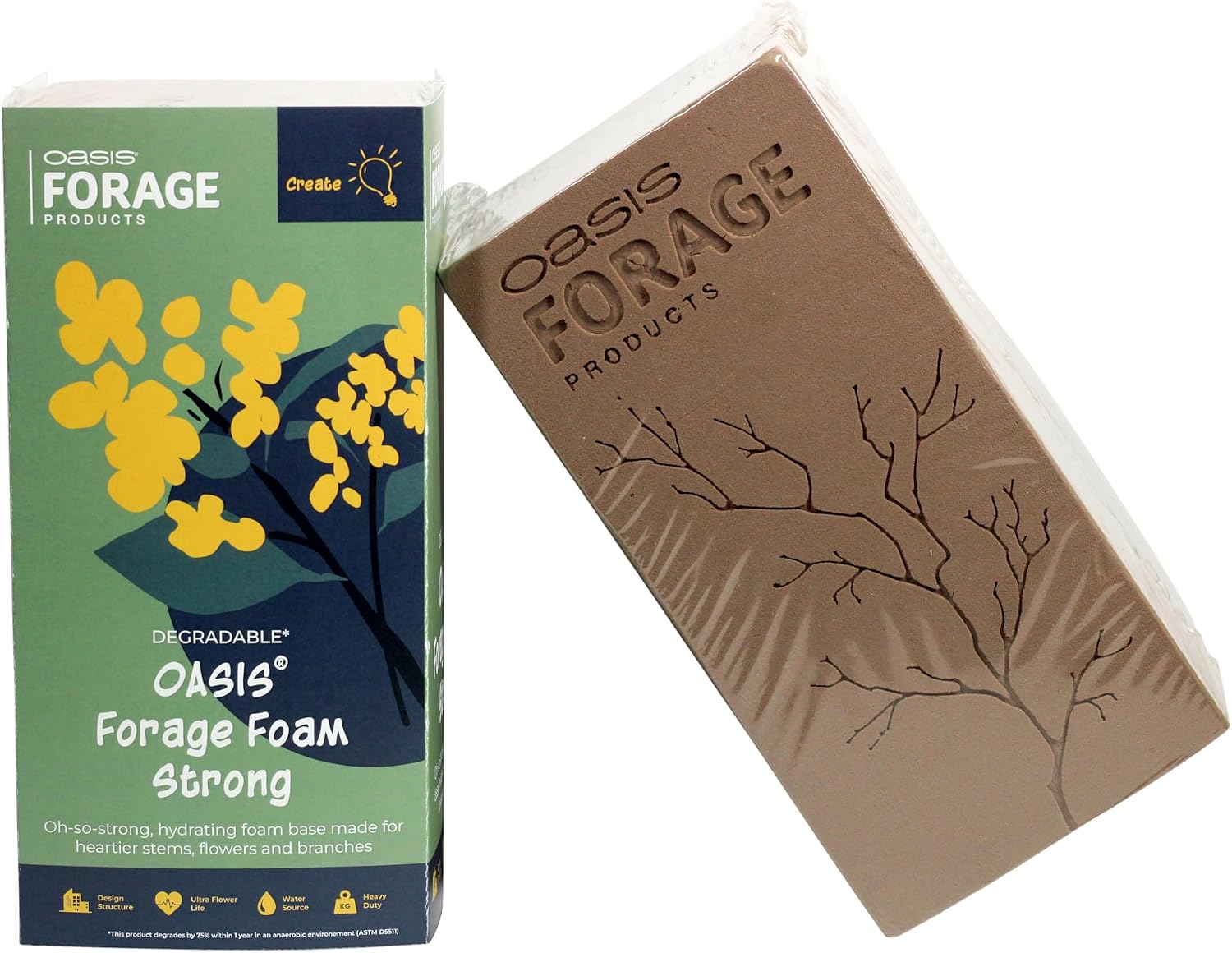 OASIS Forage Strong Dark Brown Floral Foam, Pack of 2 Bricks