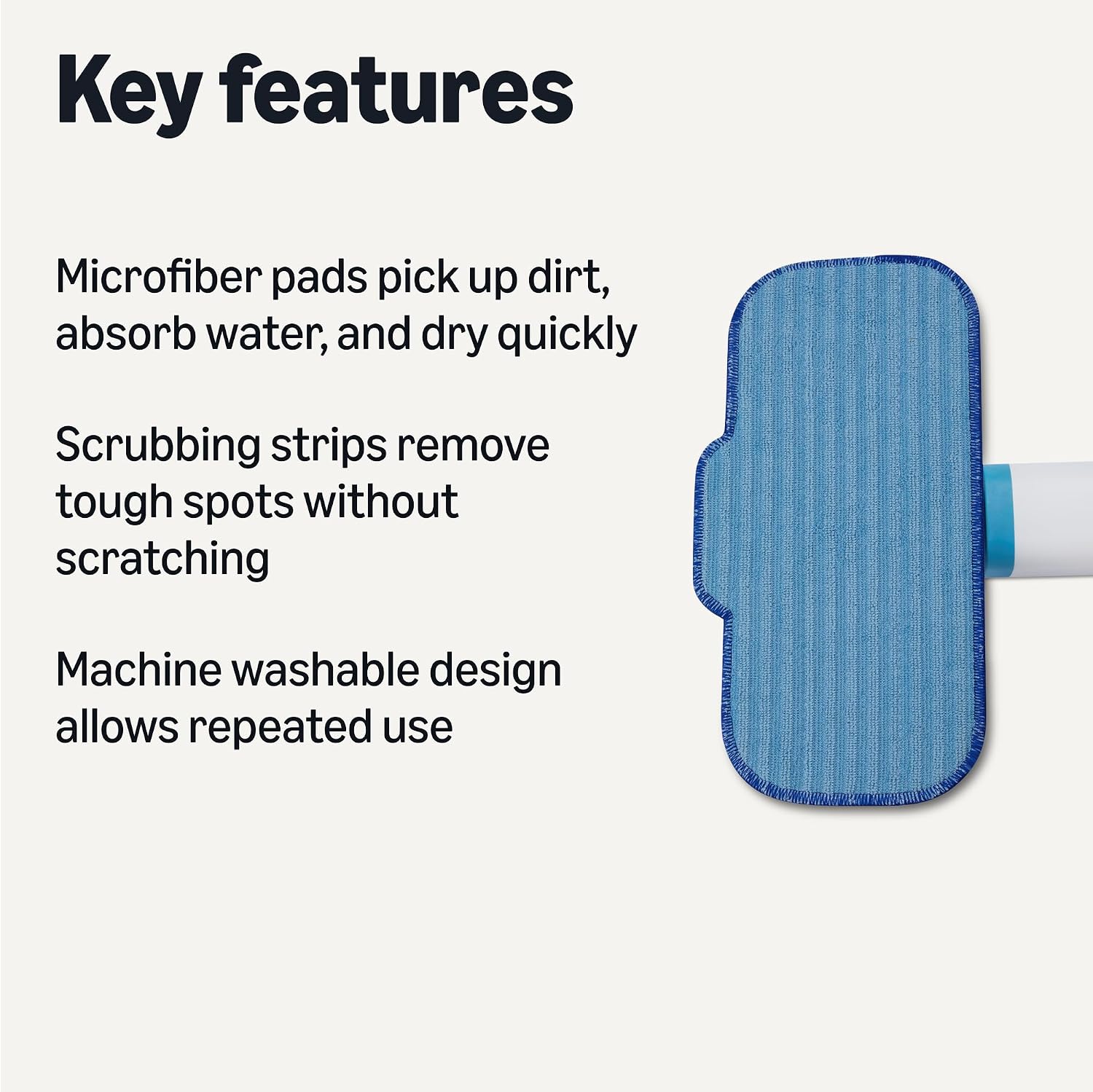 Amazon Basics Washable Steam Mop Replacement Pads, 4-Pack
