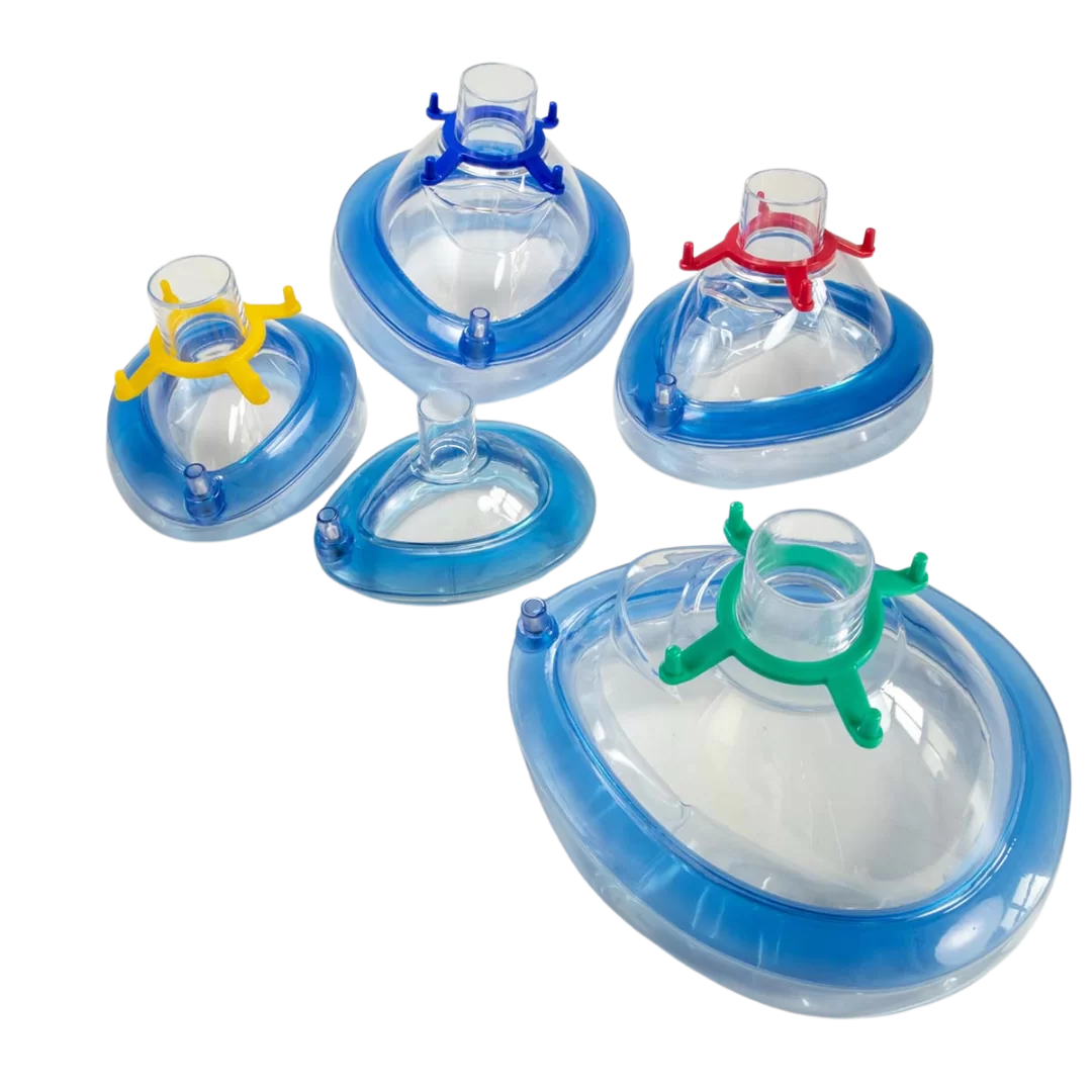 Masti de anestezie sterile nr. 1, 2, 3, 4, 5, 6, cu balonas gonflabil, transparente, cu supapa si inel de fixare, sterile