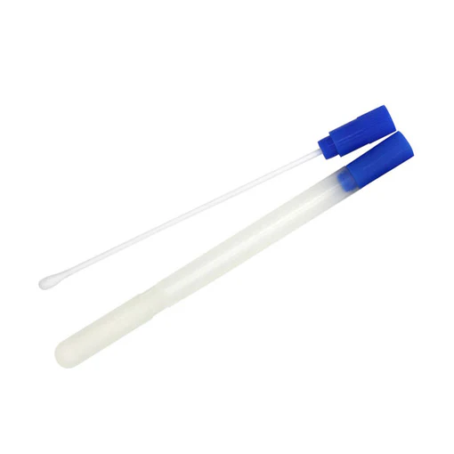 Recoltor exudat faringian cu mediu Amies, in tub, cu tija din plastic + bumbac, steril, ambalat individual