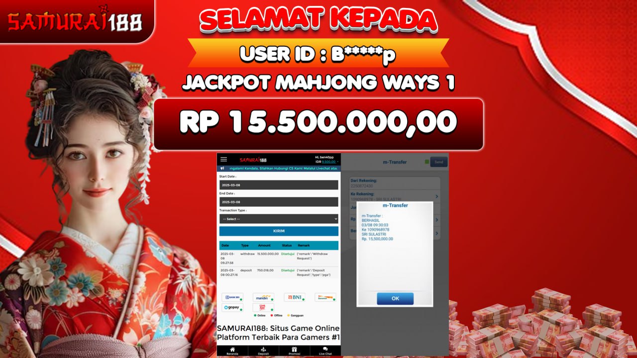 SAMURAI188 di TOTO MACAU RP.15.500.000 LUNAS
