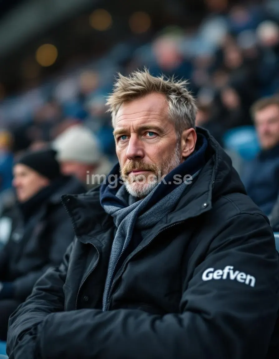 Svensk man på Ullevi under fotbollsmatch i Göteborg