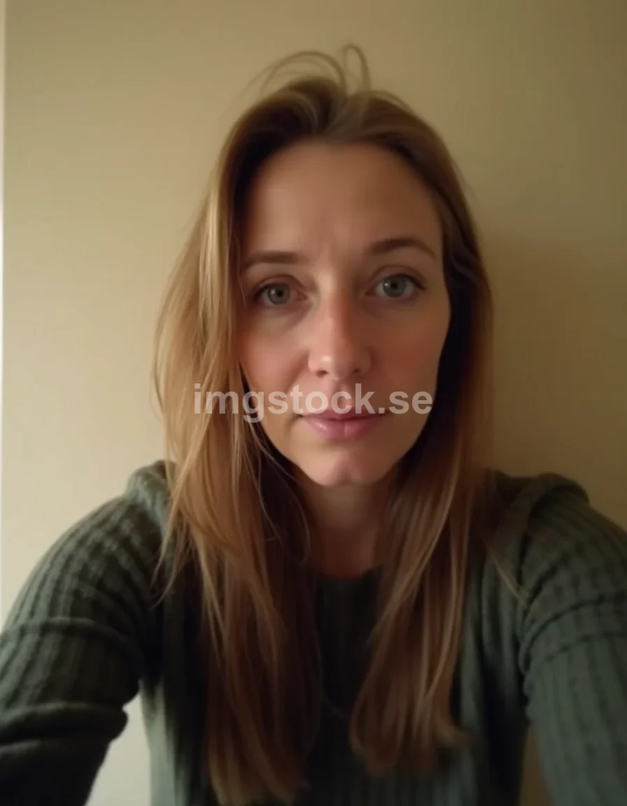 Vardaglig selfie av svensk kvinna hemma