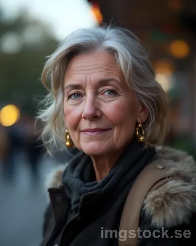 Svensk kvinna 55 år på Liseberg i kvällsljus