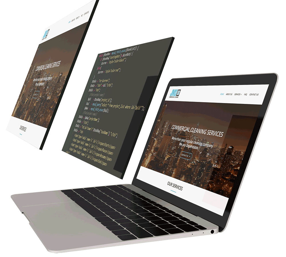 professional website design showing code
