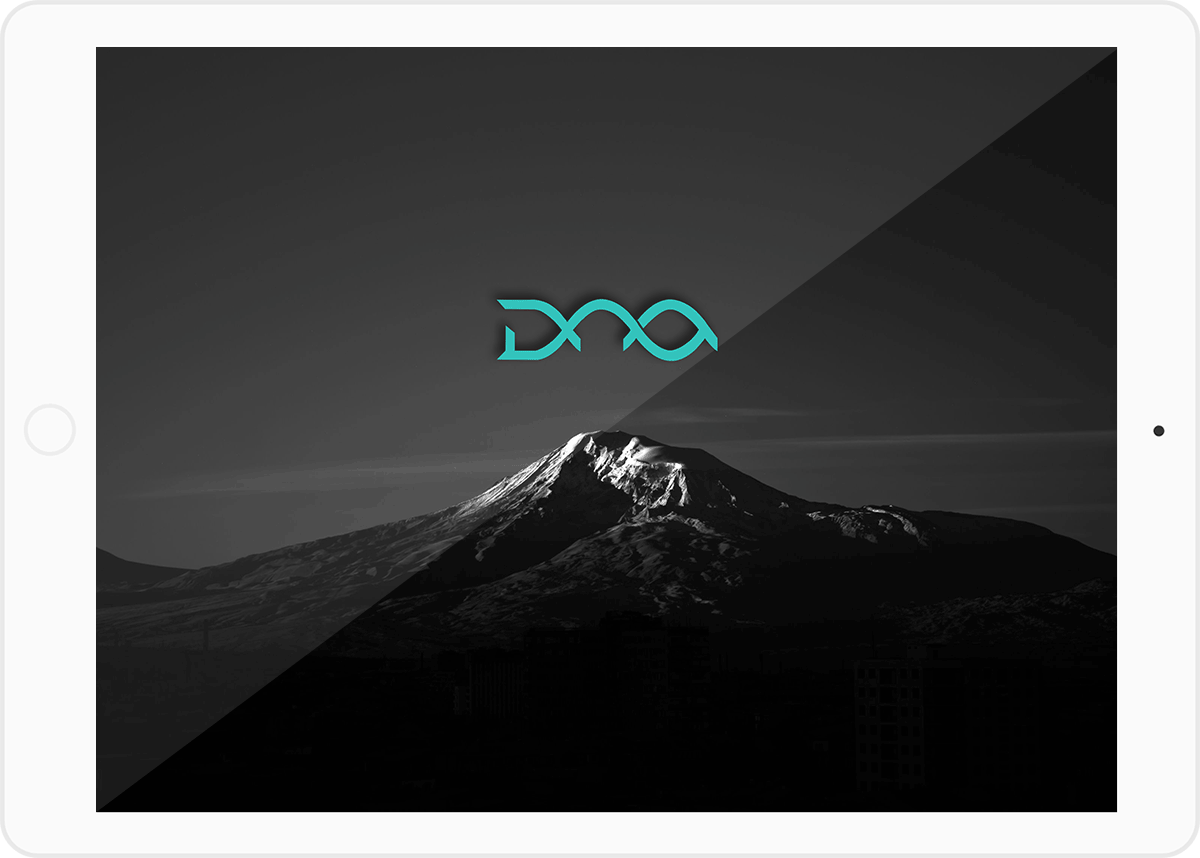 DNA Web Studio logo on tablet