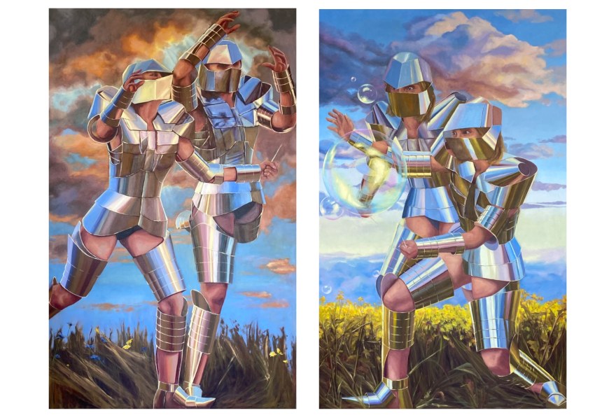 Knights and soap bubbles in a fragile choreography