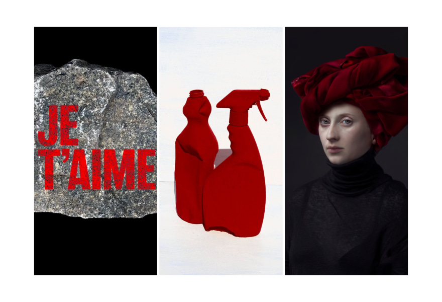 De zwarte vogel in het rode glas wijn