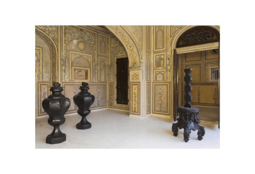 James Brown in de beeldentuin van Livingstone Gallery