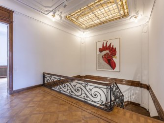 Zachary Armstrong's roosters at GNYP Gallery