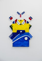 Dina Danish, Three Sports Shirts, White, Yellow, Blue