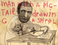 Hans Lemmen, Man with a pig tail drawing a spiral.