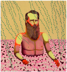 Anne Silverstrand Forest, The Poet Eugene Amongst  Poisonous Oleanders and the Weeping Willows