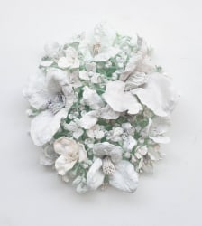 Stefan Gross, 'Flower Bonanza' white on mint