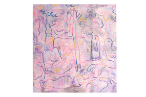 Vera Gulikers, Threadingdoek: Picking Apples, Natalia Goncharova, Flock en puff-inkt