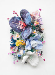 Stefan Gross, 'Flower Bonanza' White, blue on mint