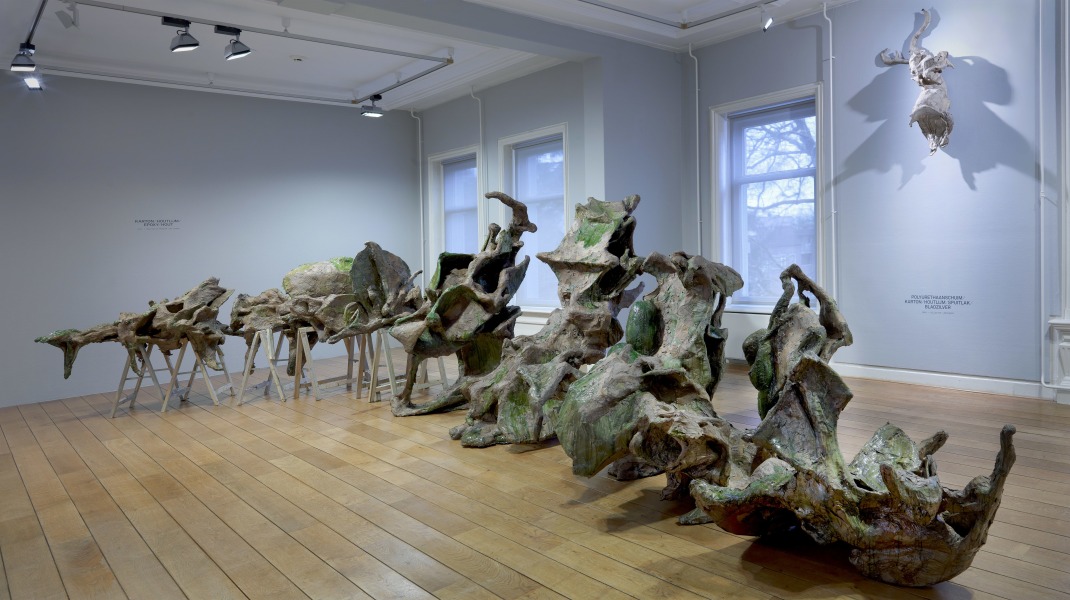 Maartje Korstanje, "Metamorphoses" solo exhibition Jan Cunnen Museum. Quote from the publication 'Metamorphoses' Maartje Korstanje, by Lucette ter Borg. Maartje Korstanje fits into a tradition of twenty-first-century visual artists who have left the dogmas of modernism far behind. Korstanje's images elicit those interpretations and associative connections. They are, as arte povera artist Jannis Kounellis once nicely described: 'the return of poetry in every possible way'. But they are more. They are from tomorrow, from now and from yesterday. They lie, hang and are dreamed in a time that only belongs to them. Sometimes I think they are the time - that strange phenomenon that you can imagine, but cannot exactly indicate what it is. Photo GJ v Rooij. Collection Museum Jan Cunen.
