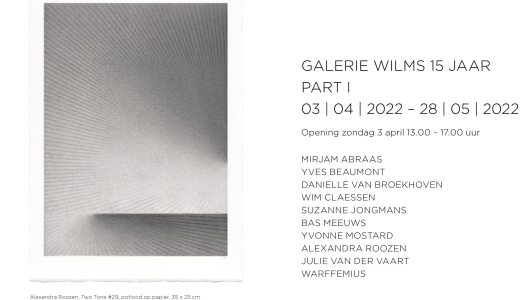 Galerie Wilms 15 jaar - Part I, Suzanne Jongmans, Danielle van Broekhoven, Julie van der Vaart, Yves Beaumont, Wim Claessen, Bas Meeuws, Yvonne Mostard, Mirjam Abraas, Alexandra Roozen, Warffemius, 