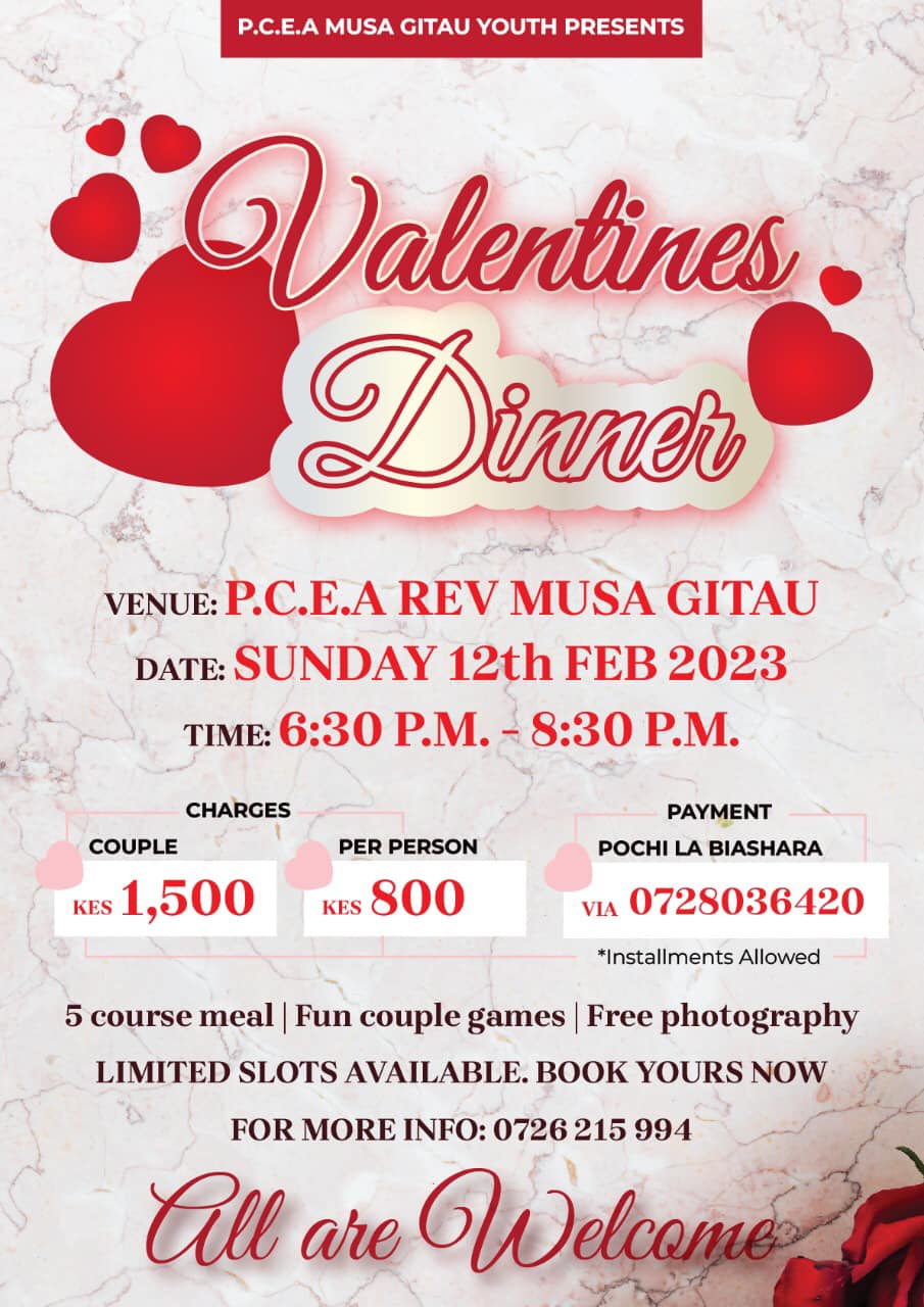 P.C.E.A Musa Gitau Youth Valentines Dinner 2nd Edition Poster