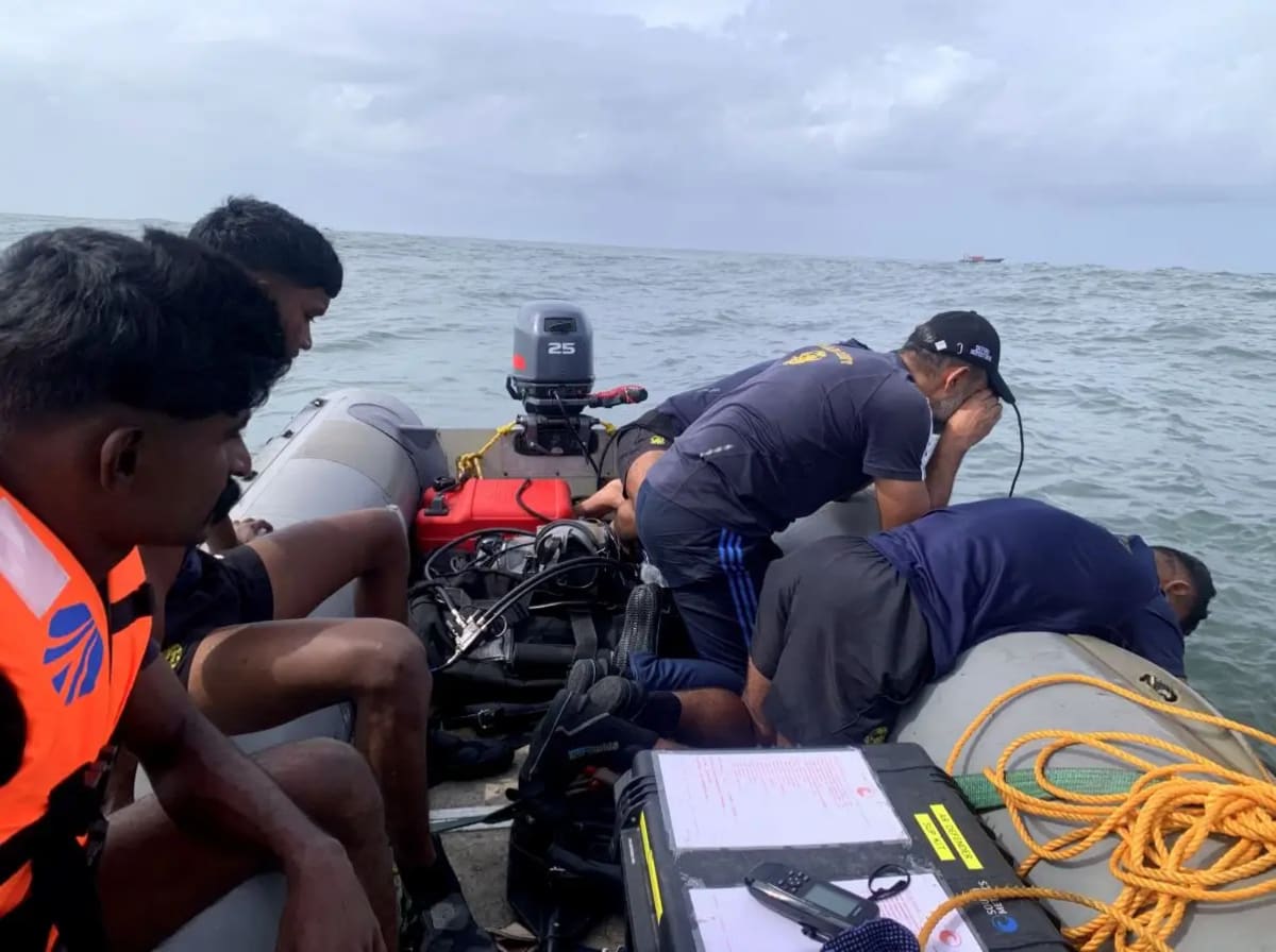 Indian Navy INS Kalpeni searches for missing fishermen off Kerala coast.