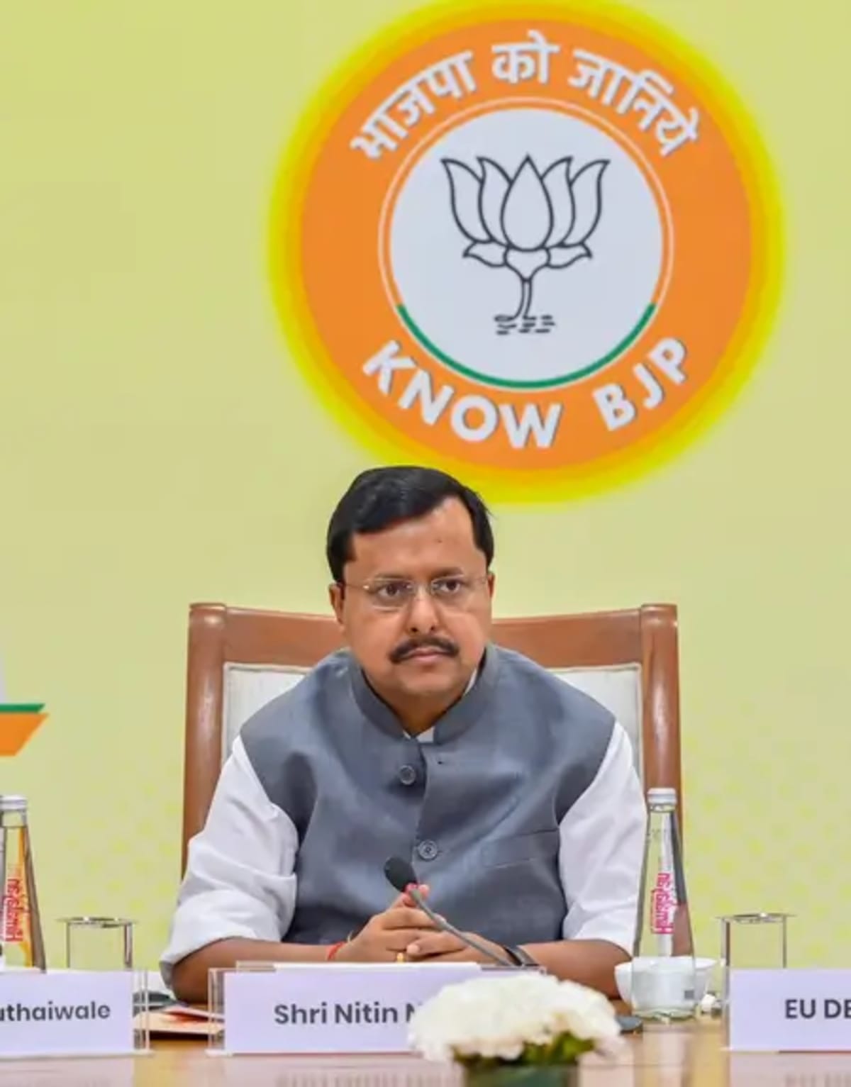 BJP national president Nitin Nabin at a party organisational meeting in New Delhi.