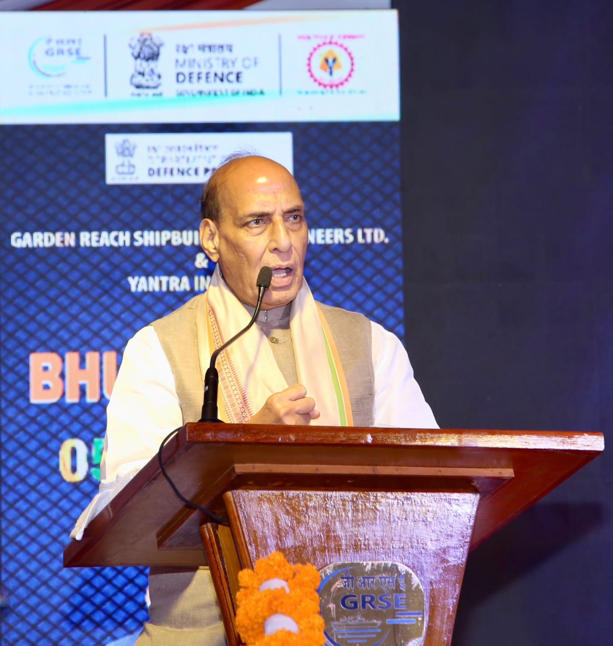 Rajnath Singh Stresses Self-Reliance in making warships, offshore vessels as ₹3,500-Crore GRSE-YIL Expansion Projects Begin - NationPath Image