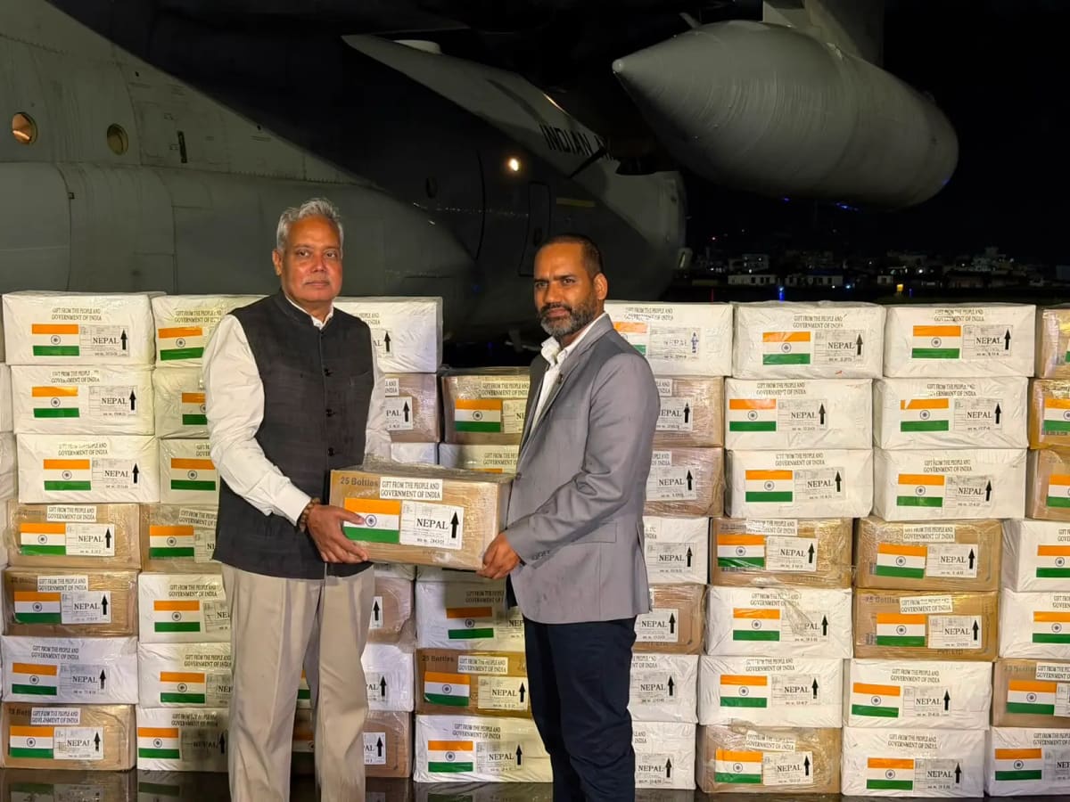 Indian second relief flight carrying 37.5 tonnes of humanitarian aid to flood-hit Nepal