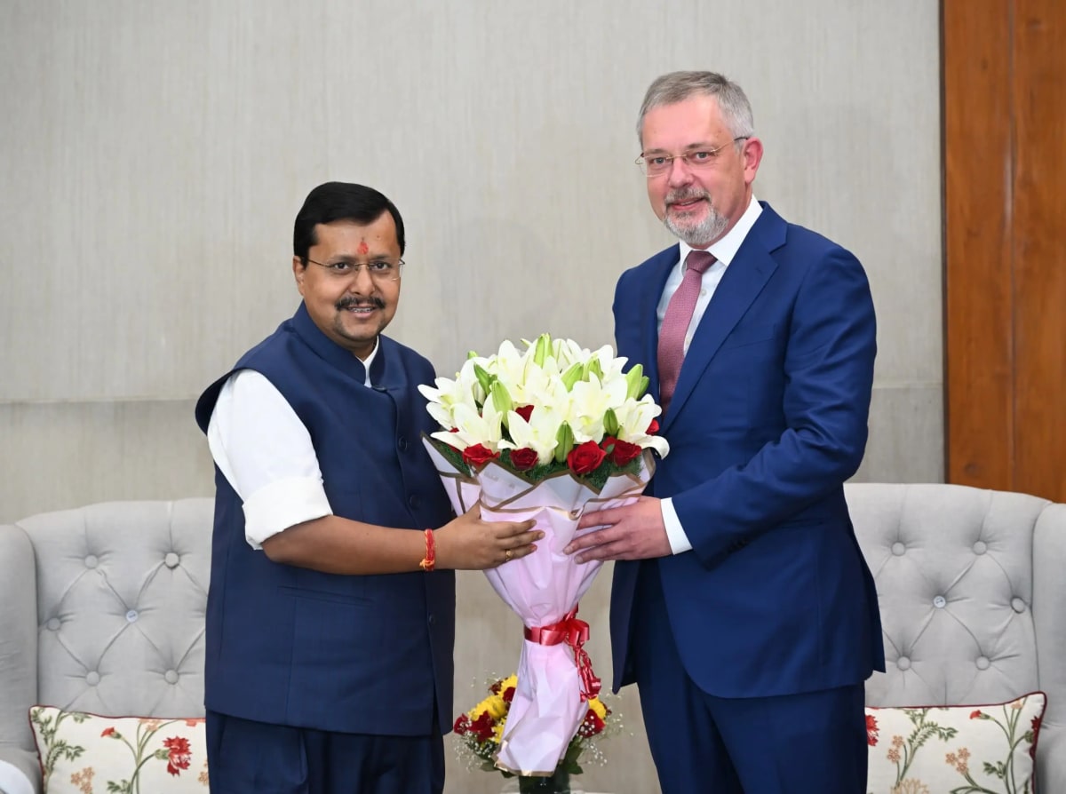 BJP President Nitin Nabin meets Russian Ambassador Denis Alipov in New Delhi