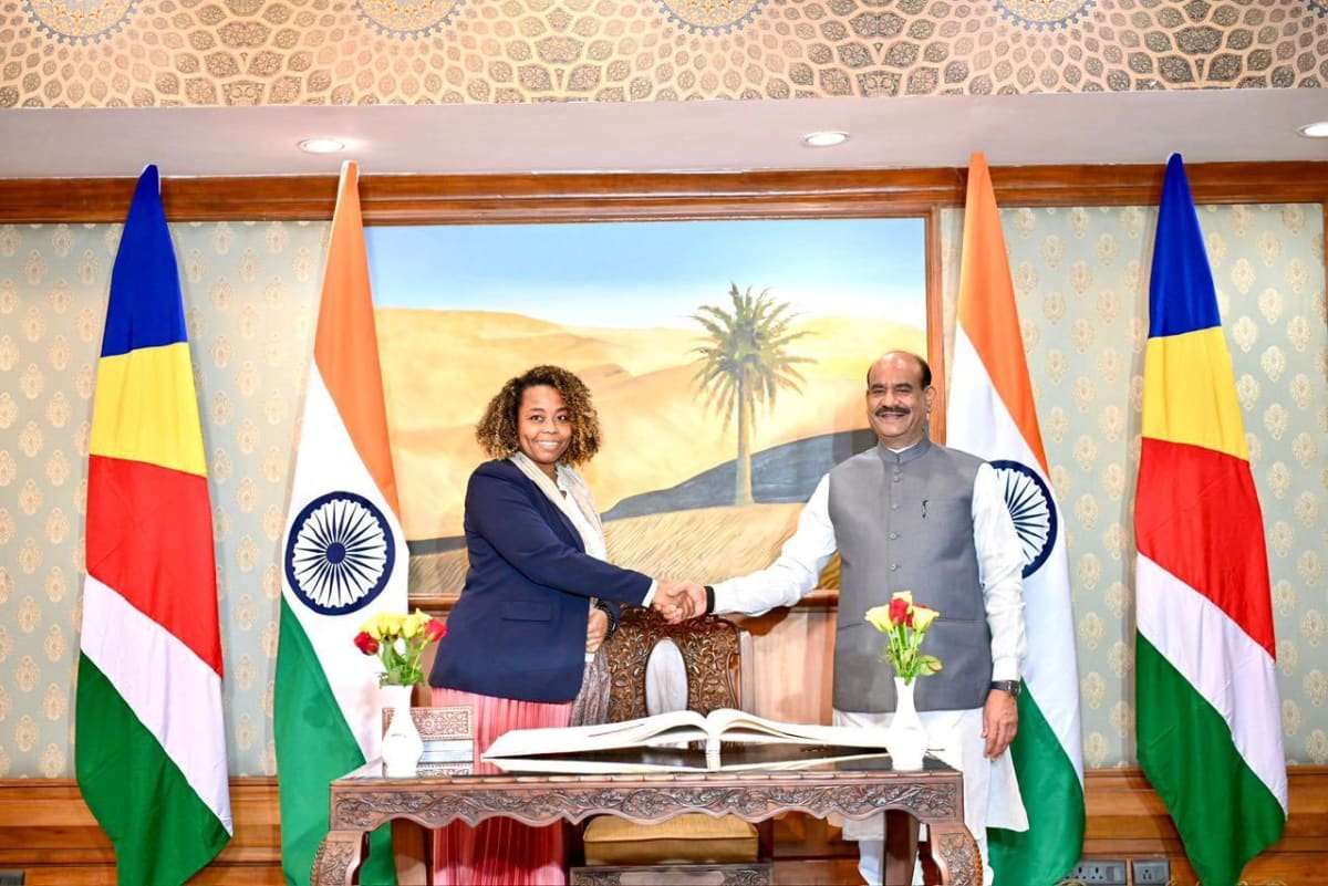 LS Speaker Om Birla Meets Seychelles National Assembly Speaker - NationPath Image