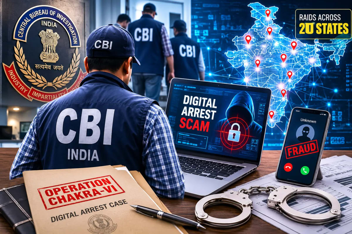 CBI nationwide crackdown on digital arrest scams across 20 states under Operation Chakra-VI