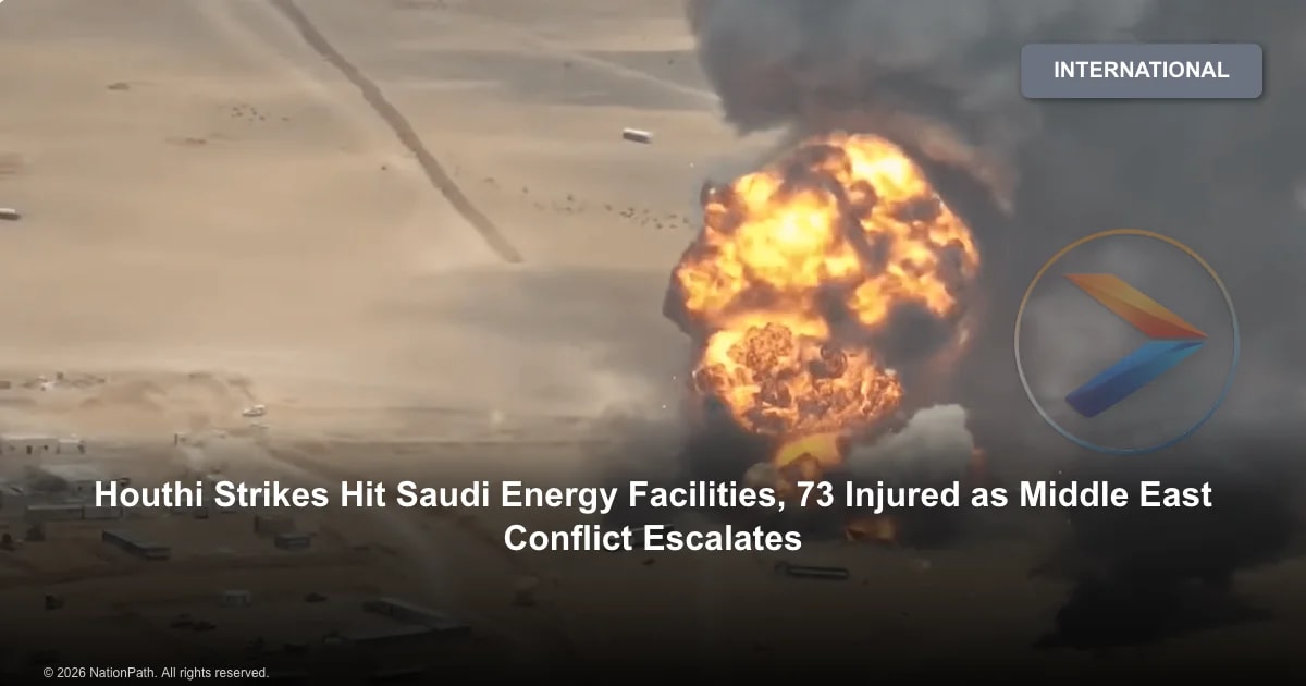 Houthi Strikes Hit Saudi Energy Facilities, 73 Injured as Middle East Conflict Escalates - NationPath Image