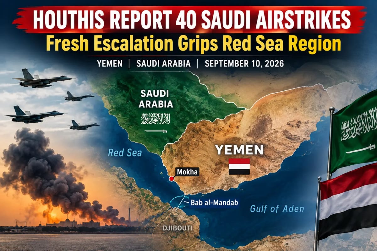 Map showing Yemen Saudi Arabia Red Sea and Bab al-Mandab amid Houthi Saudi escalation