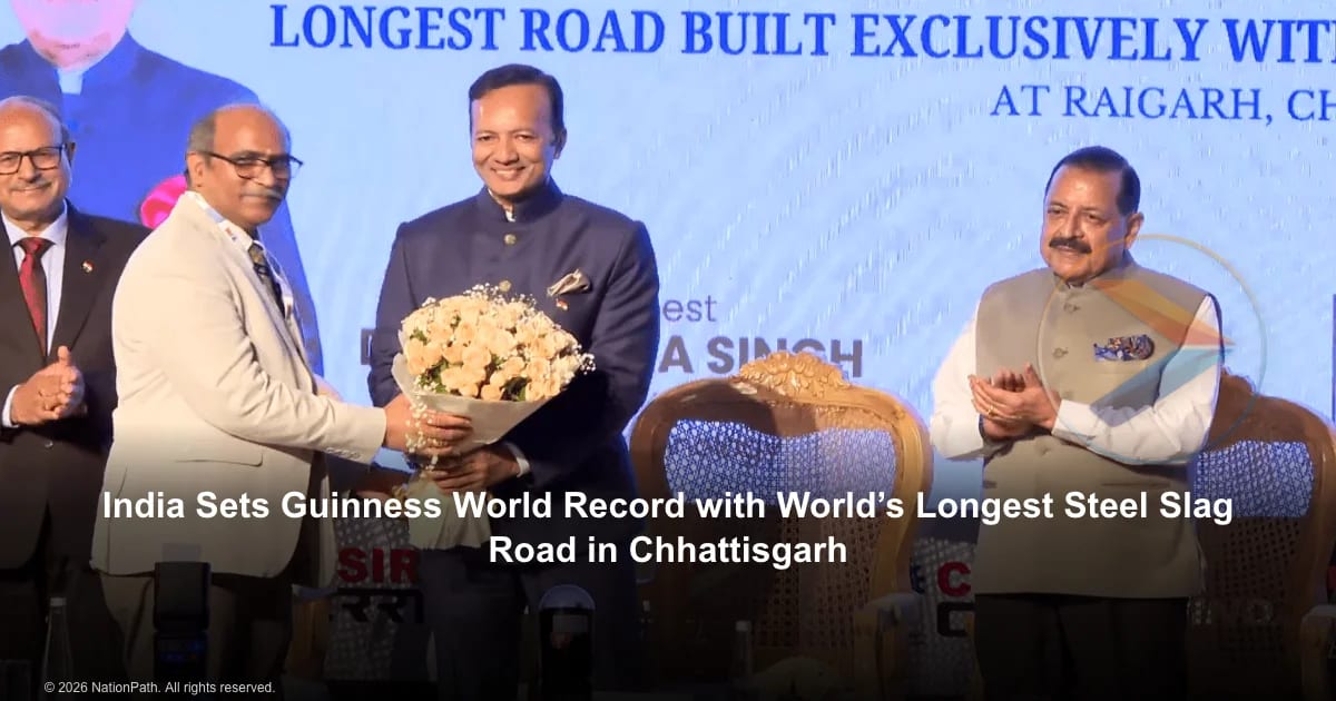 India Sets Guinness World Record with World’s Longest Steel Slag Road in Chhattisgarh - NationPath Image