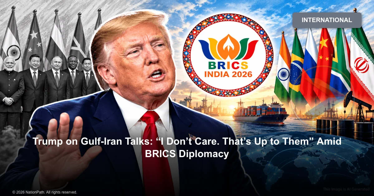 Trump on Gulf-Iran Talks: “I Don’t Care. That’s Up to Them” Amid BRICS Diplomacy - NationPath Image