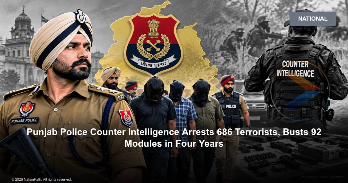 Punjab Police Counter Intelligence Arrests 686 Terrorists, Busts 92 Modules in Four Years - NationPath Image