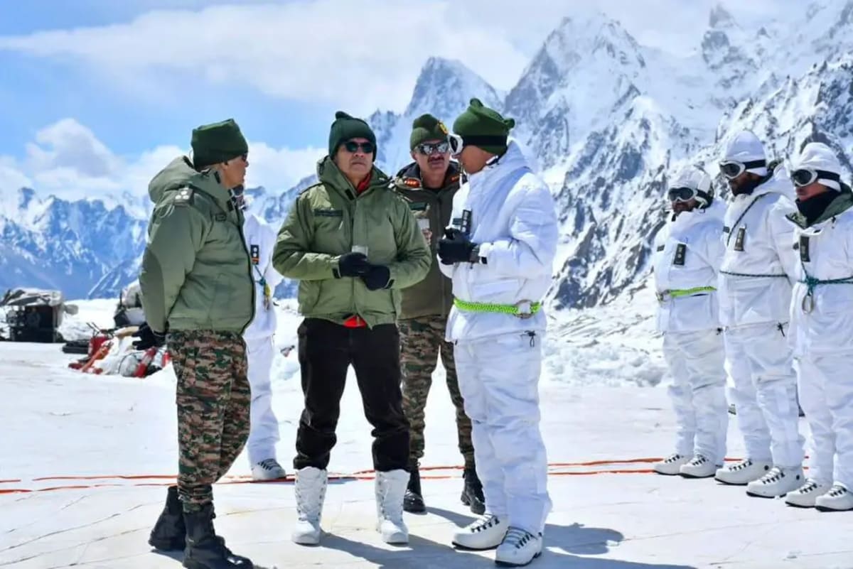 Indian Army personnel and military infrastructure in a high-altitude border region