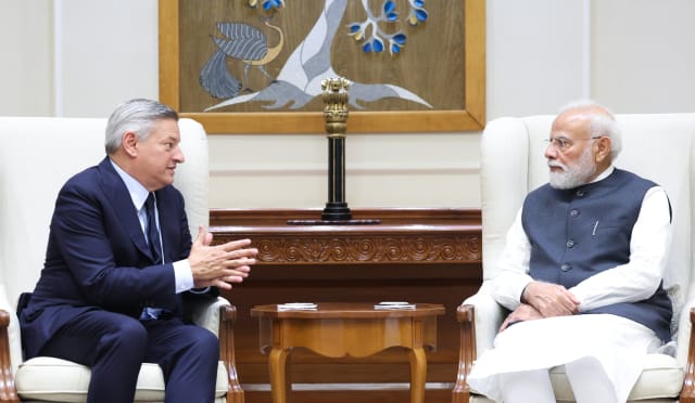 Netflix Co-CEO Ted Sarandos meets Prime Minister Narendra Modi in New Delhi.