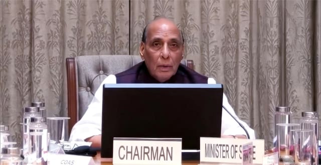Defence Minister Rajnath Singh chairing the Parliamentary Consultative Committee meeting on the Territorial Army in New Delhi.