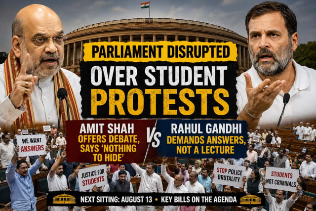 Amit Shah and Rahul Gandhi amid Parliament standoff over student protests