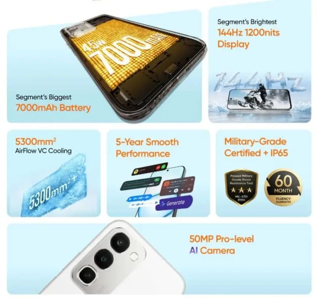 realme 16x 5G smartphone with 7000mAh battery and 144Hz display