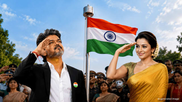 Trisha Krishnan Attends Independence Day Celebrations as CM Vijay Hoists National Flag in Chennai - NationPath Image