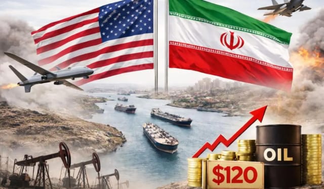 US and Iran flags representing escalating sanctions and tensions around the Strait of Hormuz.