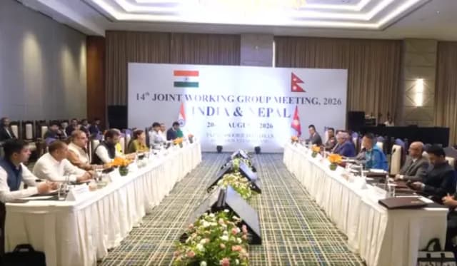 India and Nepal officials during the Joint Working Group meeting discussing border security cooperation and infrastructure issues.
