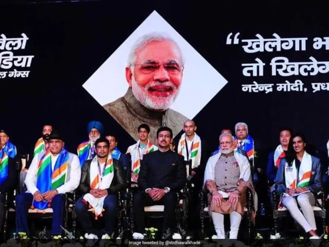 : Prime Minister Narendra Modi addressing young participants at a sports event